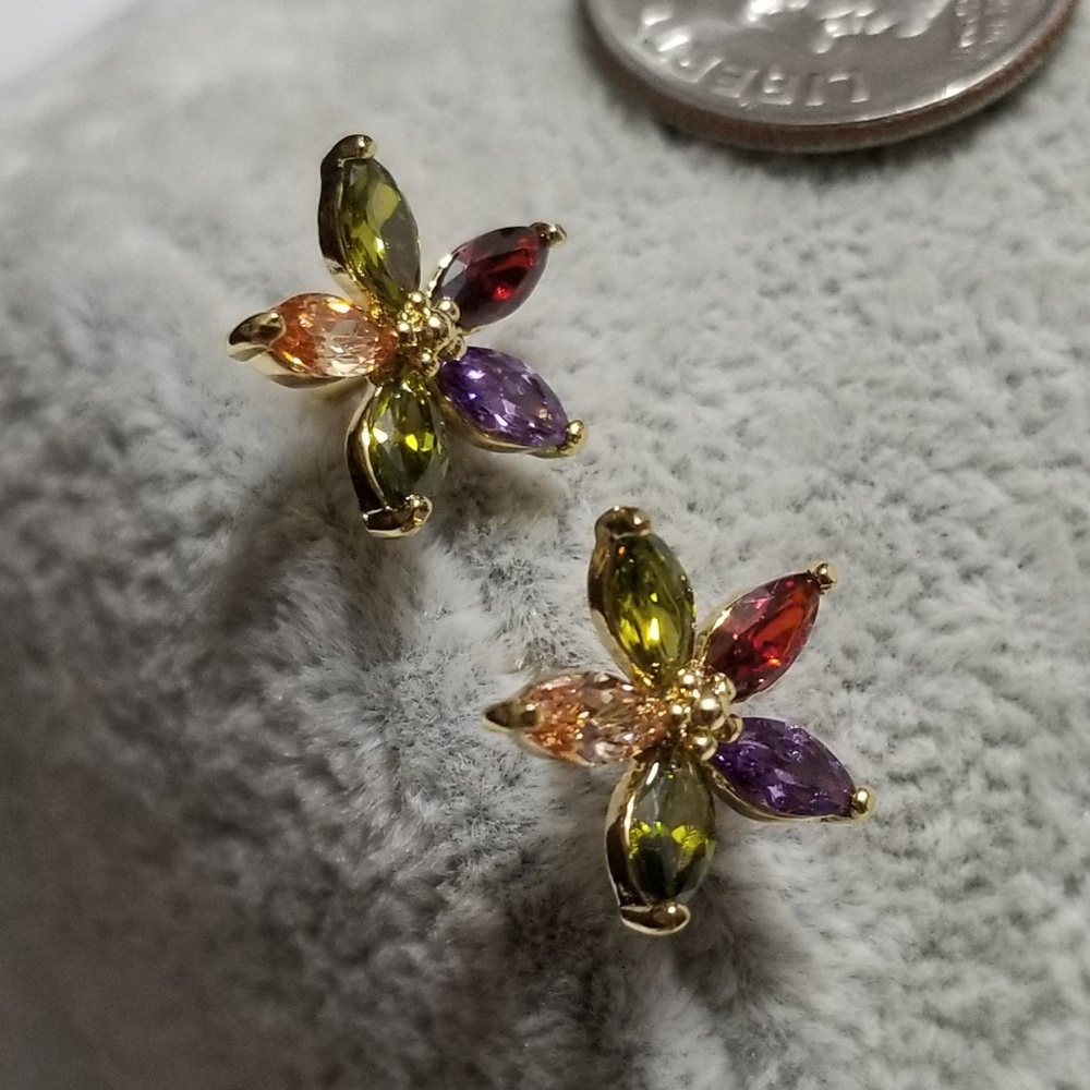 CZ FLOWER EARRINGS